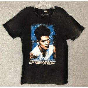 Bruno Mars Moonshine Jungle Concert‎ Tour T-Shirt Medium FADED Black Cotton